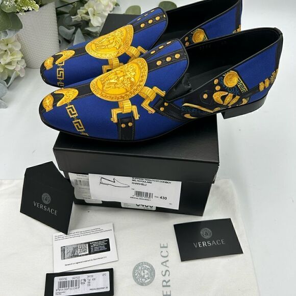 Men’s Versace medusa head silk slippers, size 43 made in Italy - Picture 5 of 10